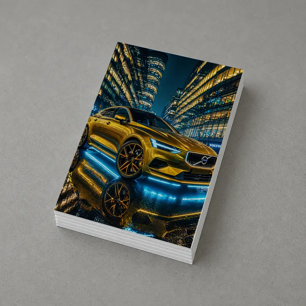 Volvo S60 Gold Neon City Night – Postcards