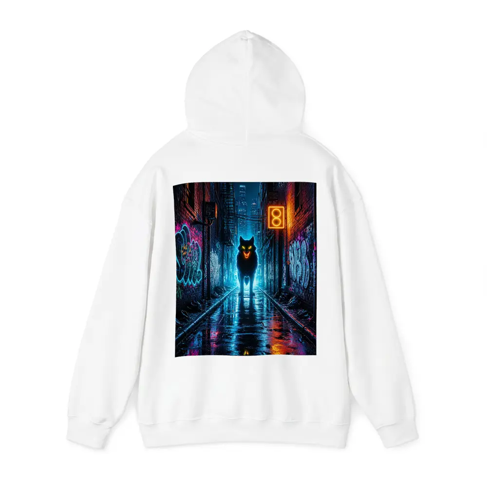 Neon Wolf Glowing Dark Urban Alley Night – Hoodies