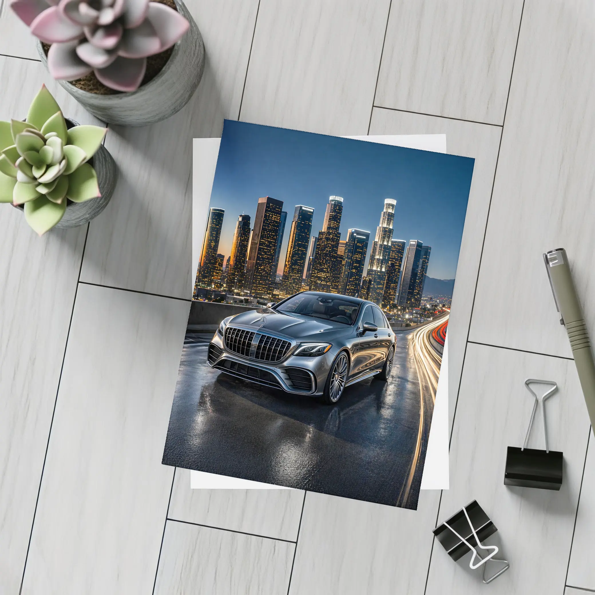 Mercedes S Class Los Angeles Night Skyline – Postcards