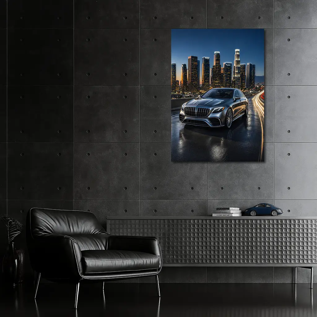 Mercedes S Class Los Angeles Night Skyline – Wall Art