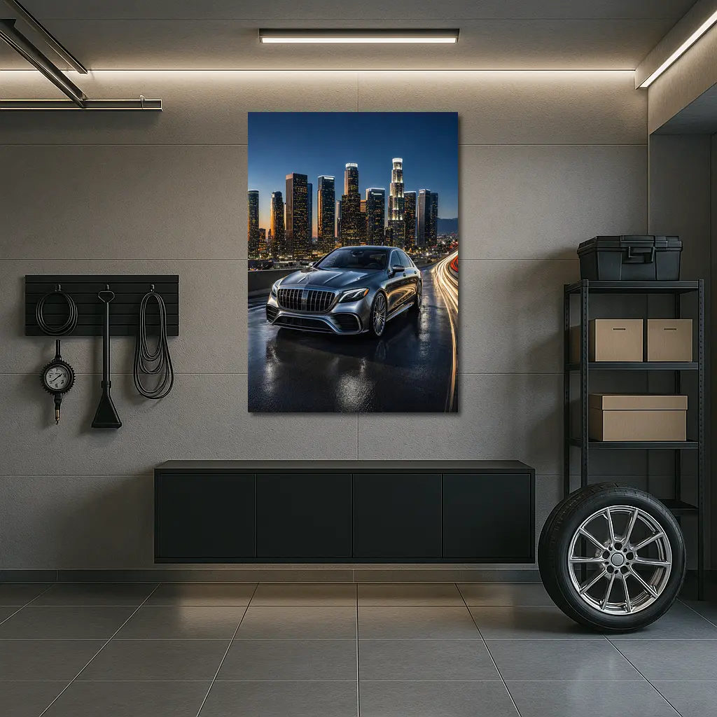Mercedes S Class Los Angeles Night Skyline – Wall Art