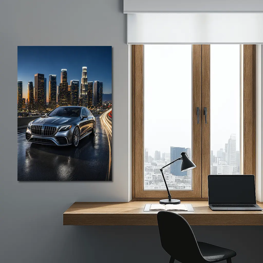 Mercedes S Class Los Angeles Night Skyline – Wall Art