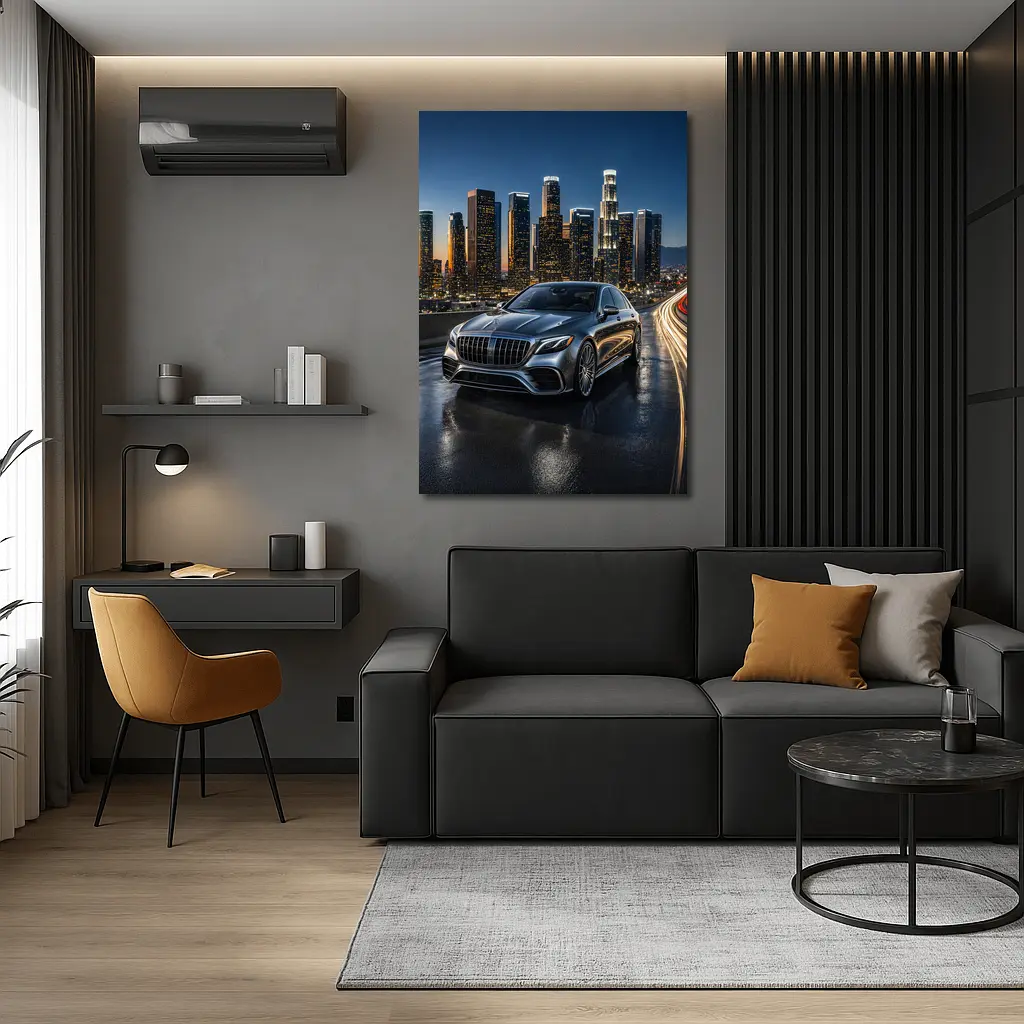 Mercedes S Class Los Angeles Night Skyline – Wall Art