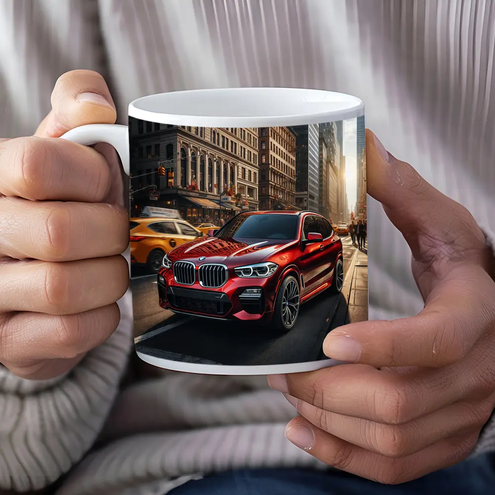 BMW X3 Red SUV City Street – Mugs