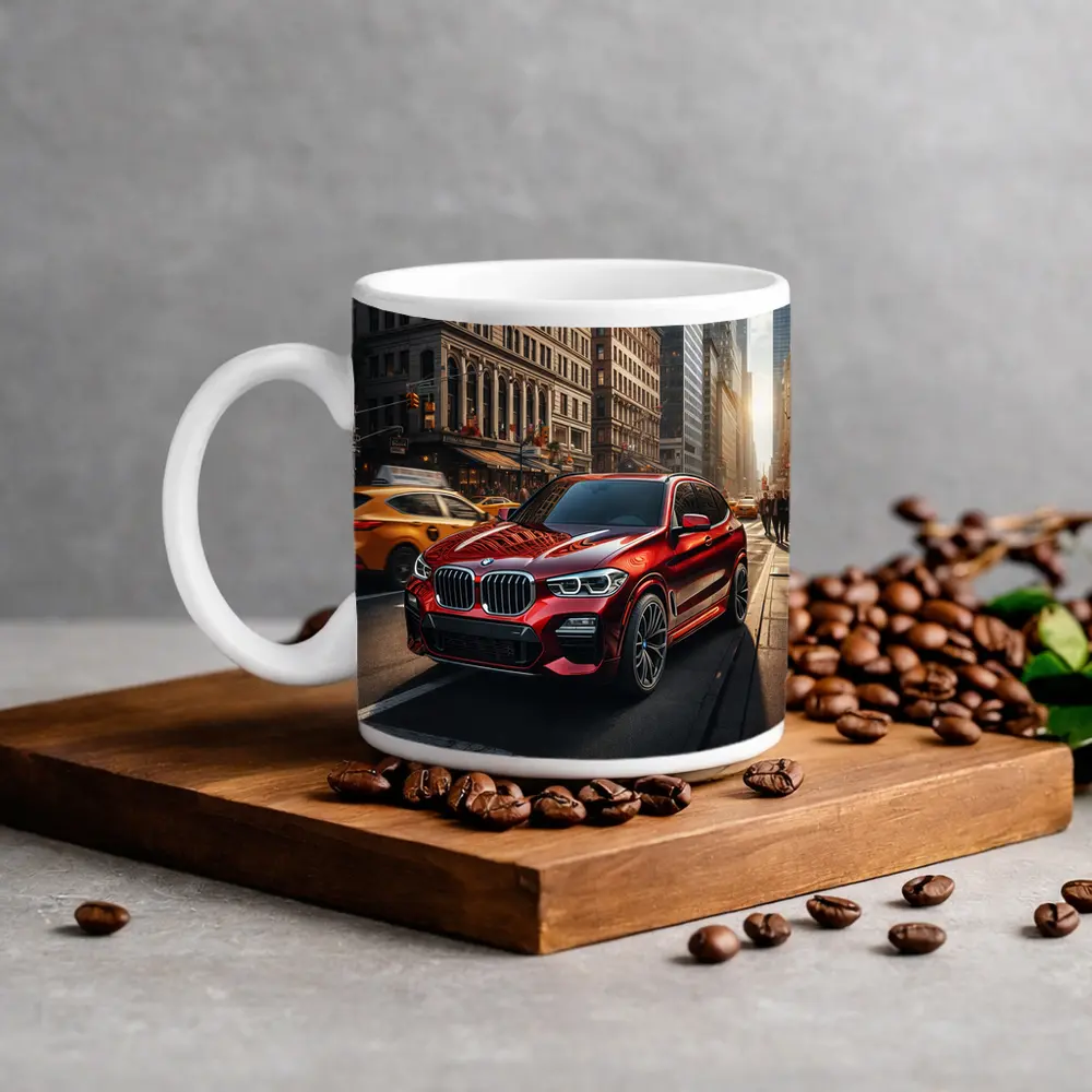 BMW X3 Red SUV City Street – Mugs