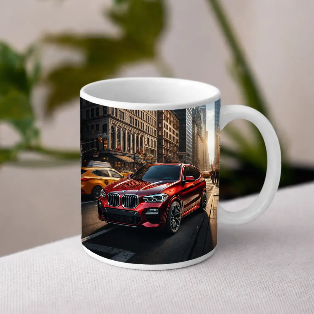 BMW X3 Red SUV City Street – Mugs