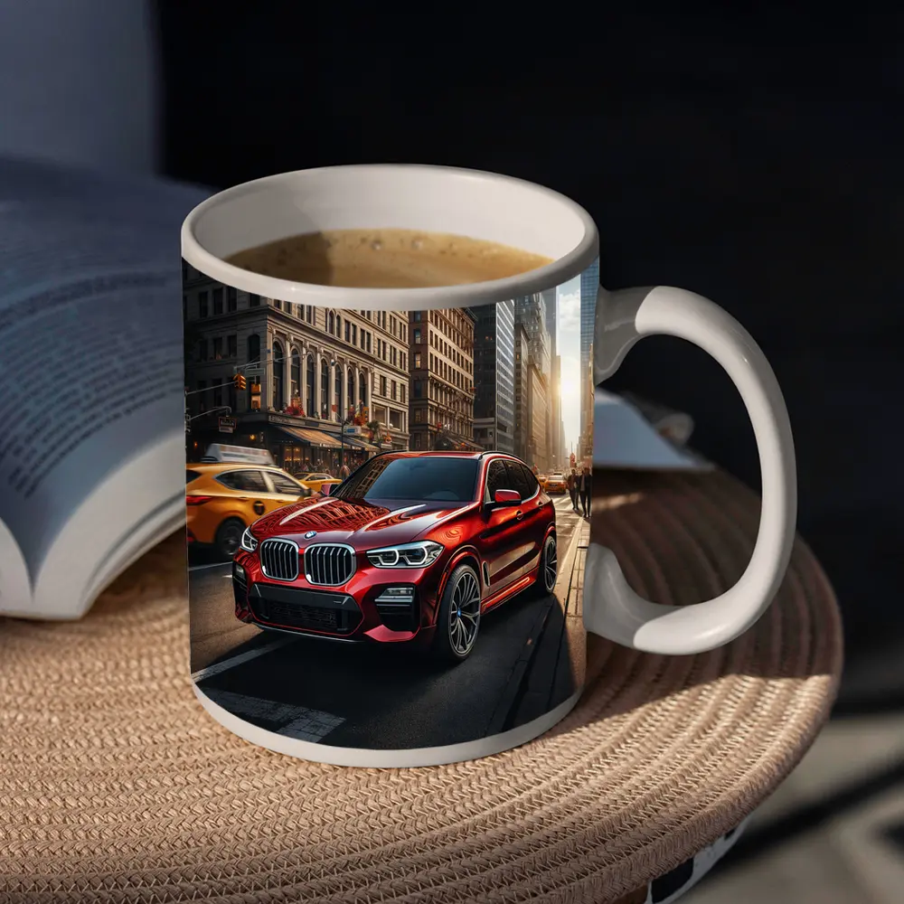 BMW X3 Red SUV City Street – Mugs