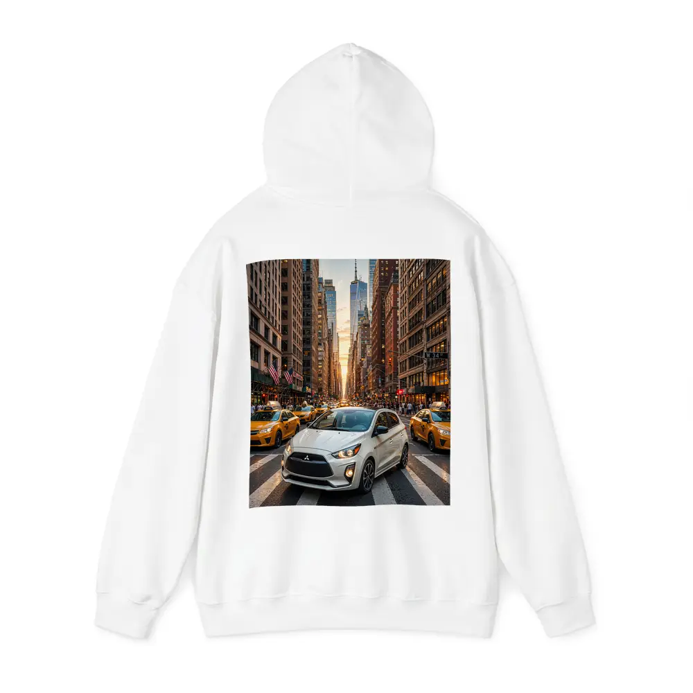 Mitsubishi Mirage White Car New York City – Hoodies