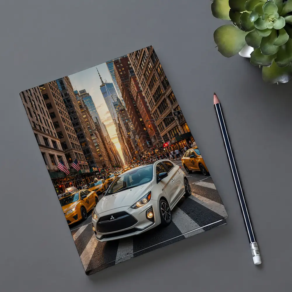 Mitsubishi Mirage White Car New York City – Notebooks