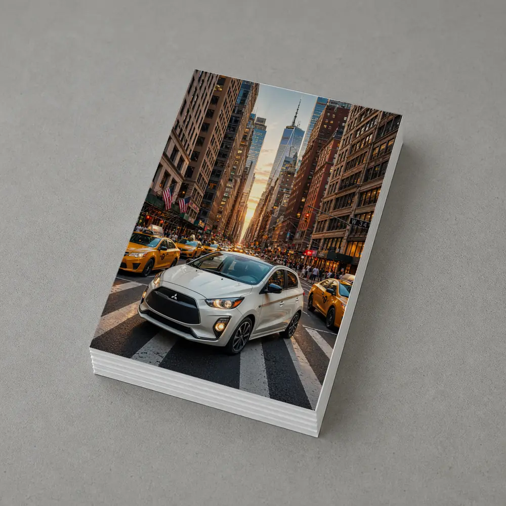 Mitsubishi Mirage White Car New York City – Postcards