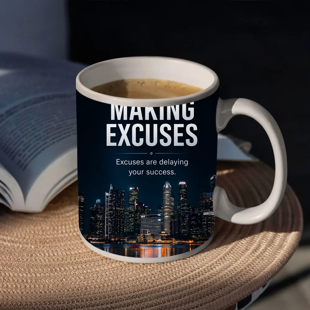 Stop Making Excuses City Night Skyline – Mugs