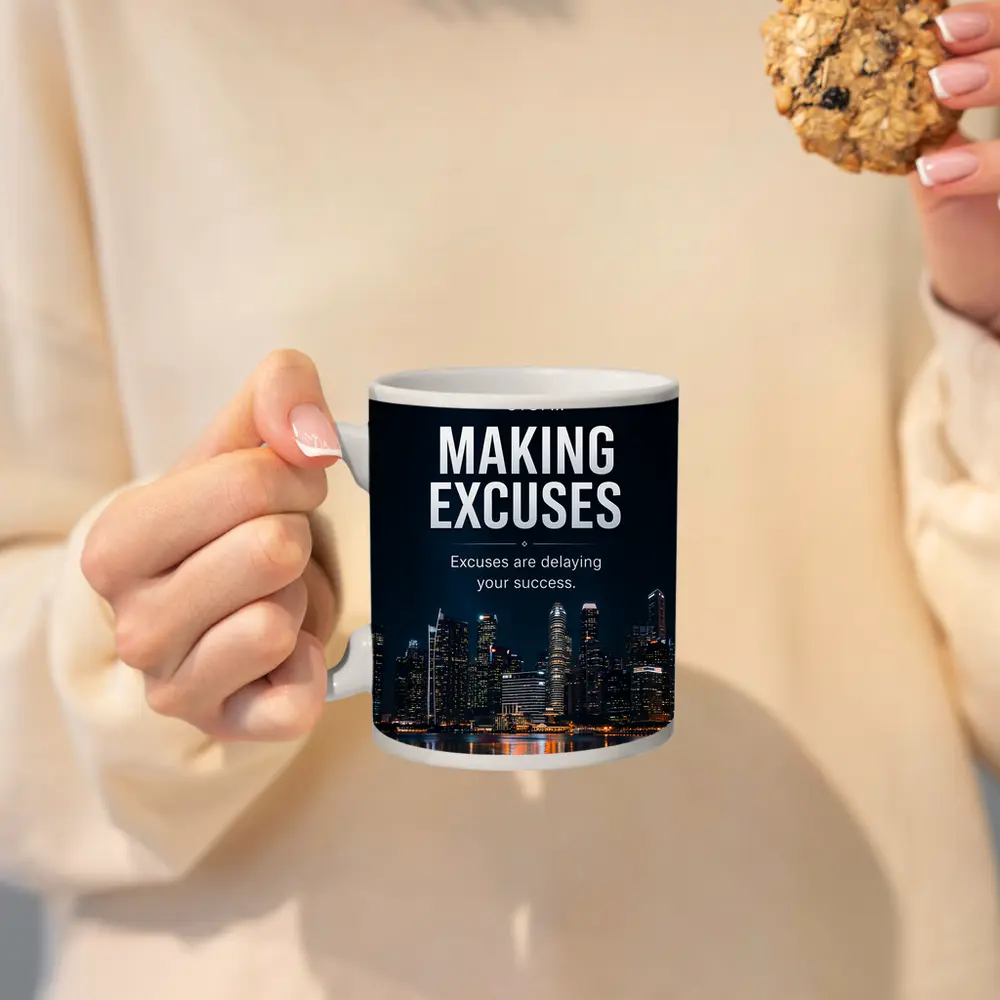 Stop Making Excuses City Night Skyline – Mugs