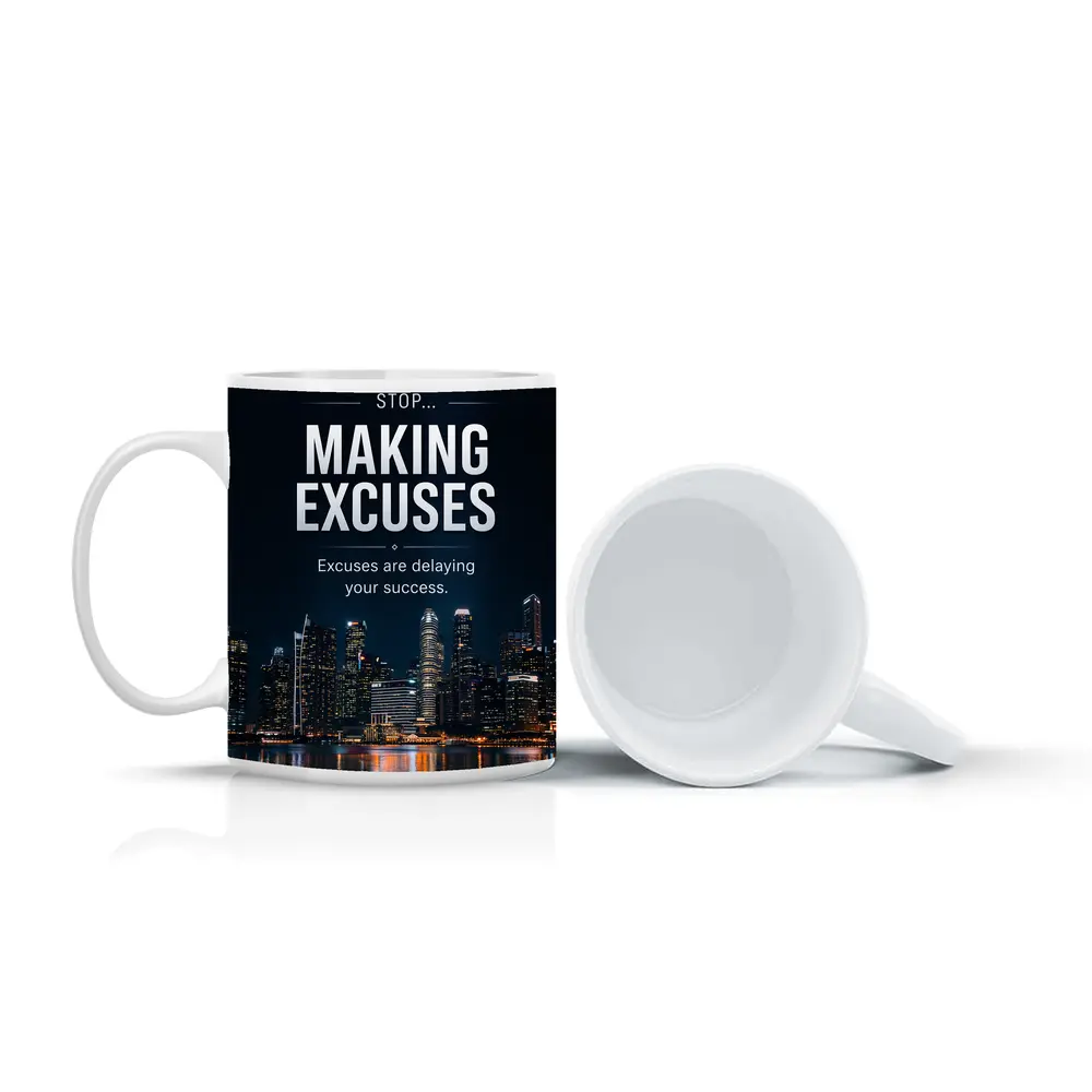 Stop Making Excuses City Night Skyline – Mugs