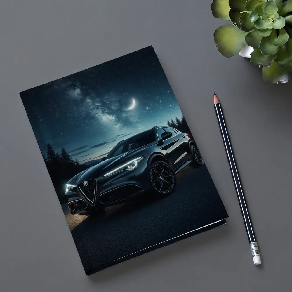 Alfa Romeo Stelvio Under Starry Night Sky – Notebooks