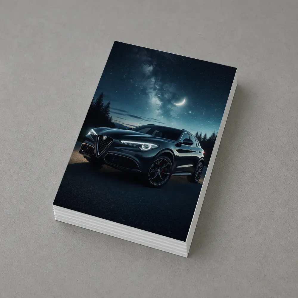Alfa Romeo Stelvio Under Starry Night Sky – Postcards