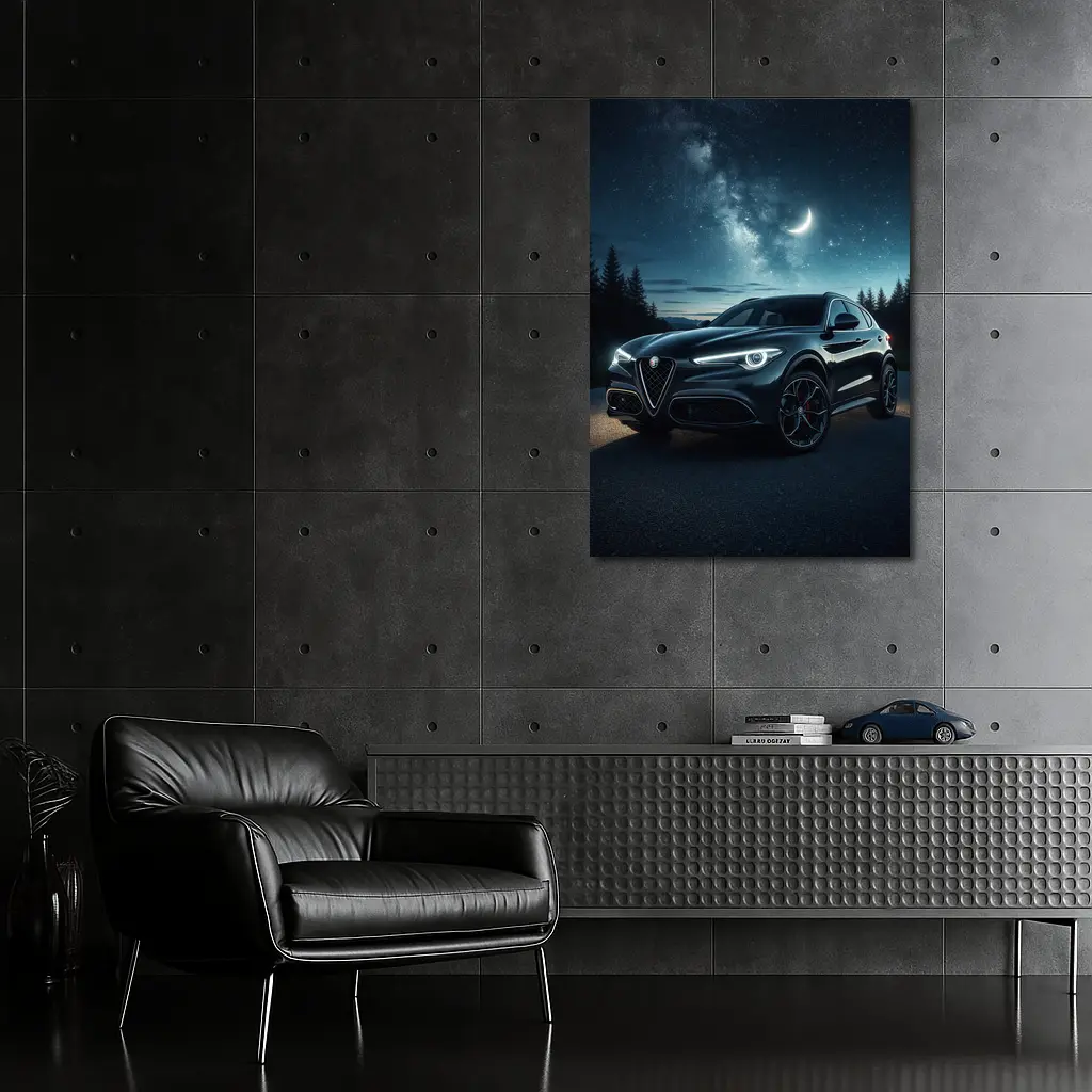 Alfa Romeo Stelvio Under Starry Night Sky – Wall Art