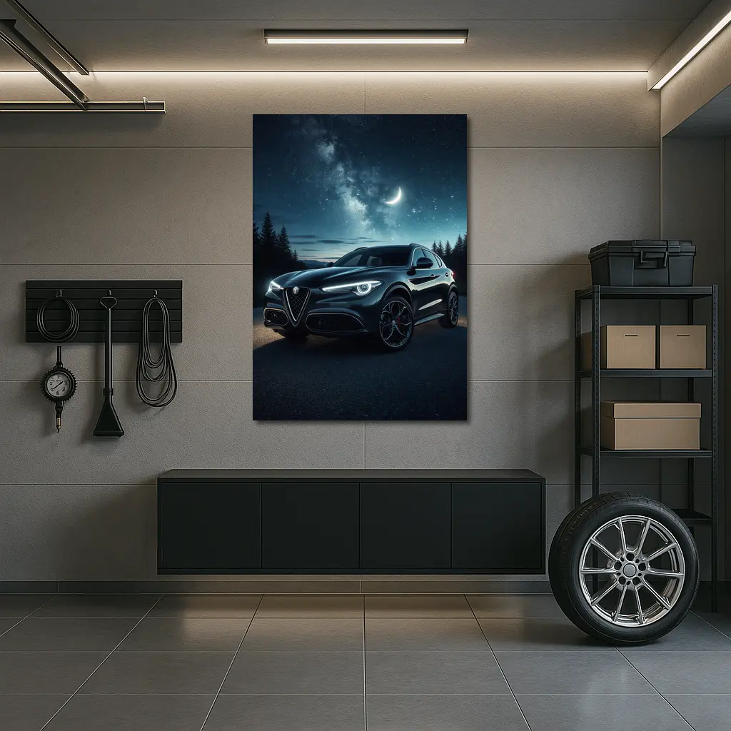 Alfa Romeo Stelvio Under Starry Night Sky – Wall Art