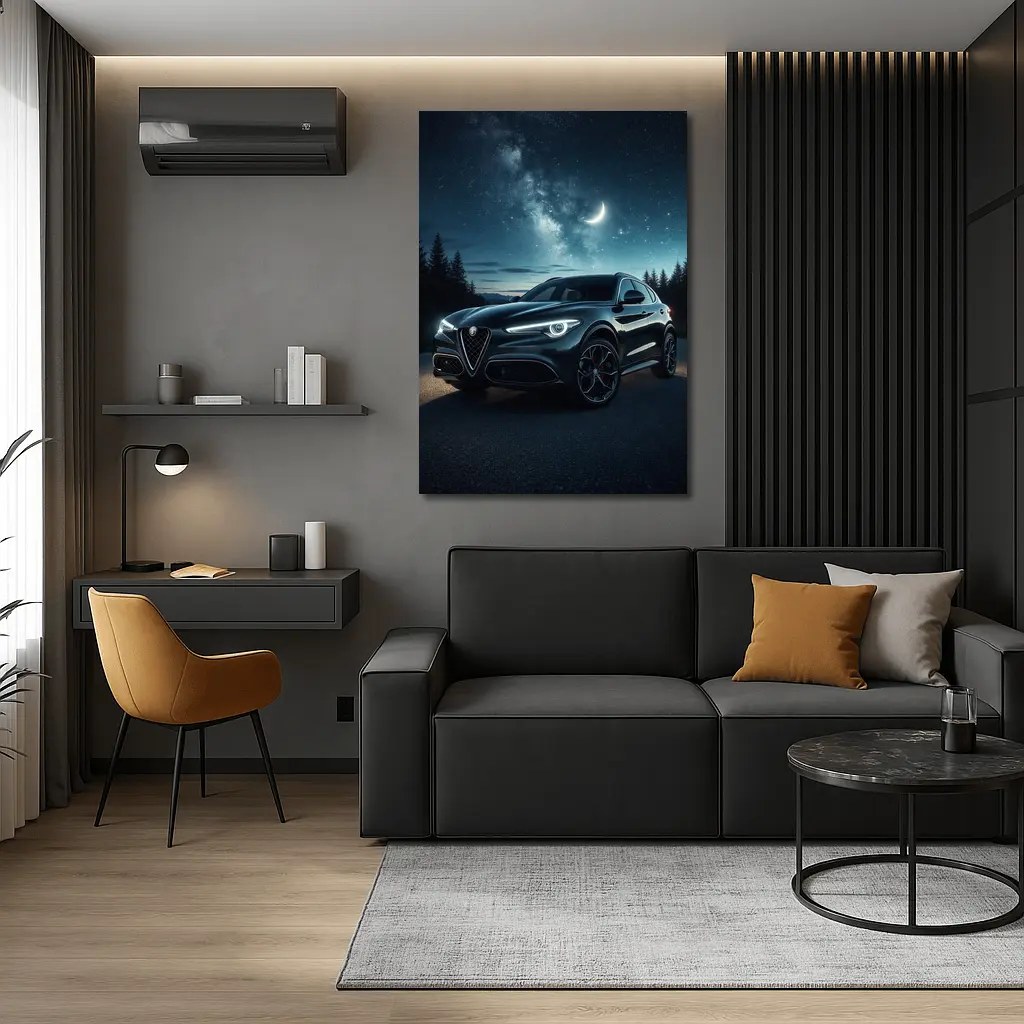 Alfa Romeo Stelvio Under Starry Night Sky – Wall Art