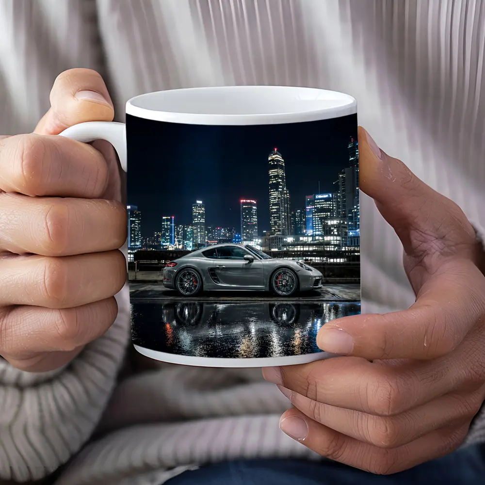 Porsche 718 Cayman City Night Skyline – Mugs