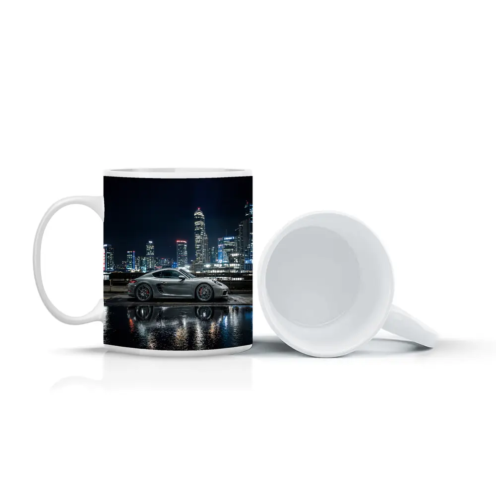 Porsche 718 Cayman City Night Skyline – Mugs