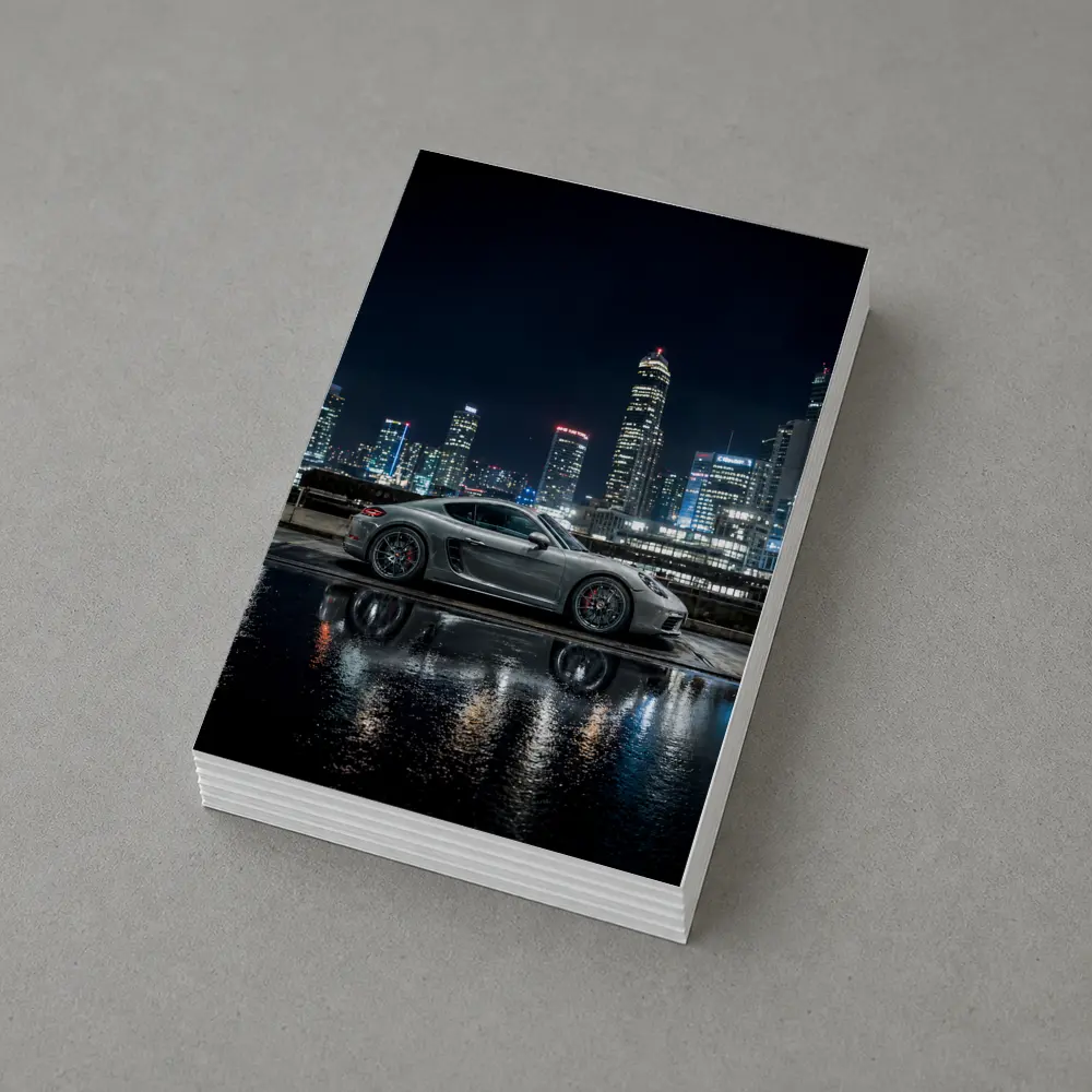 Porsche 718 Cayman City Night Skyline – Postcards