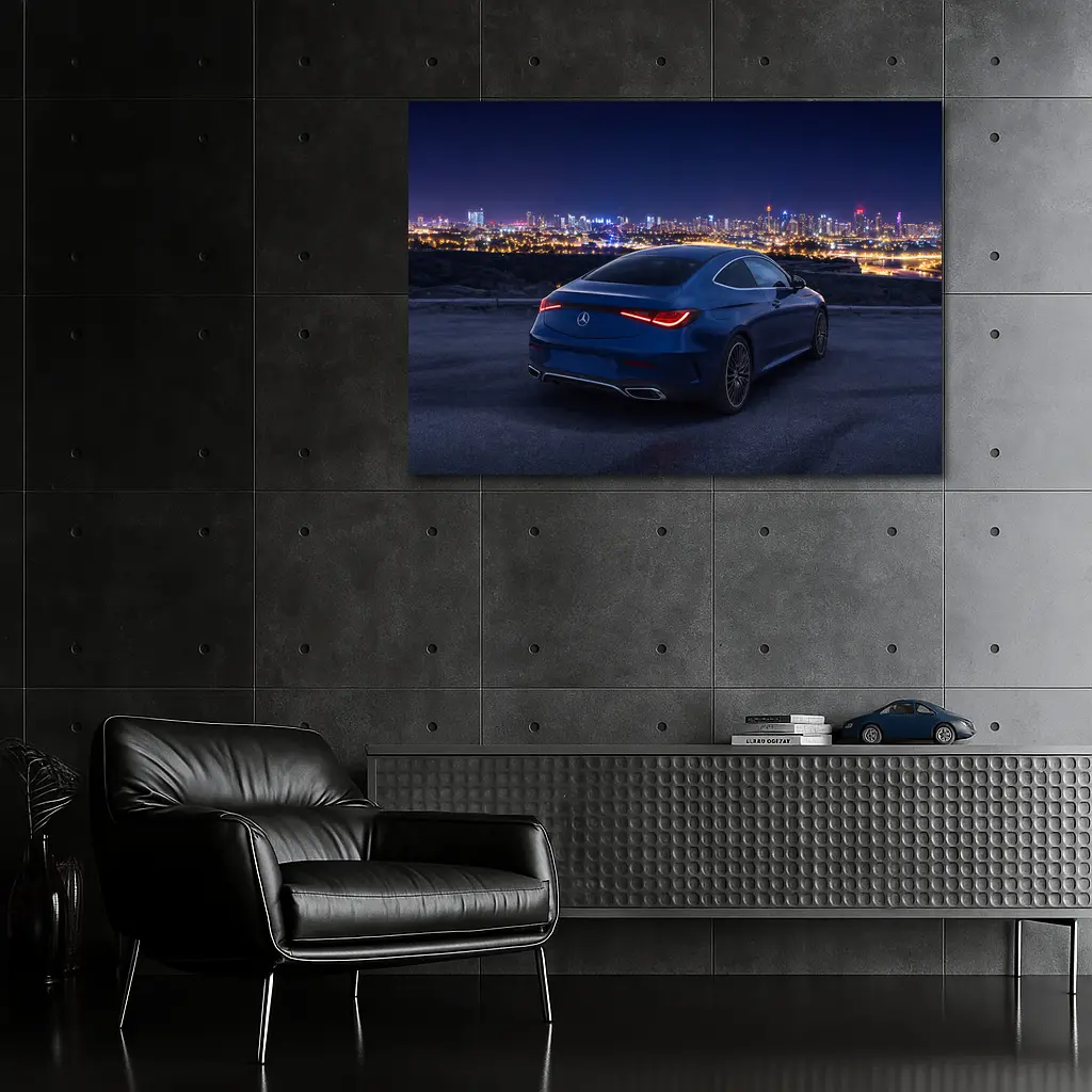 Mercedes CLE Coupe Blue City Night – Wall Art