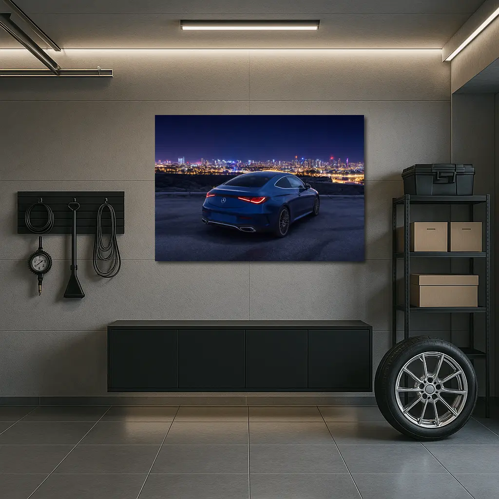 Mercedes CLE Coupe Blue City Night – Wall Art