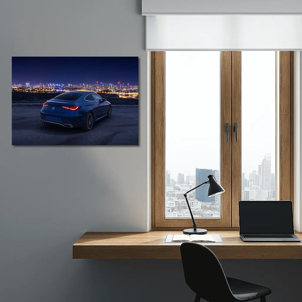 Mercedes CLE Coupe Blue City Night – Wall Art