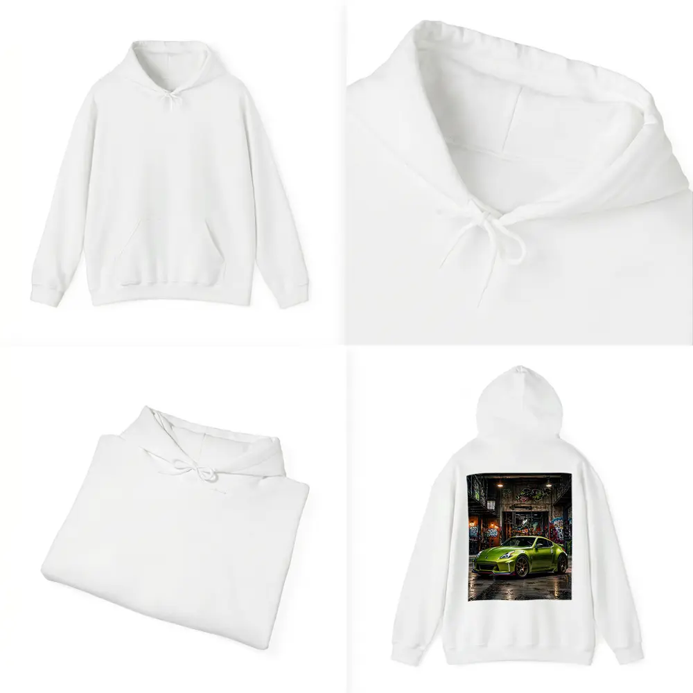 Nissan 370Z Green Graffiti Warehouse Scene – Hoodies