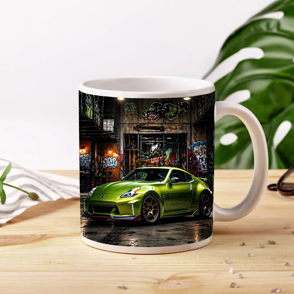Nissan 370Z Green Graffiti Warehouse Scene – Mugs