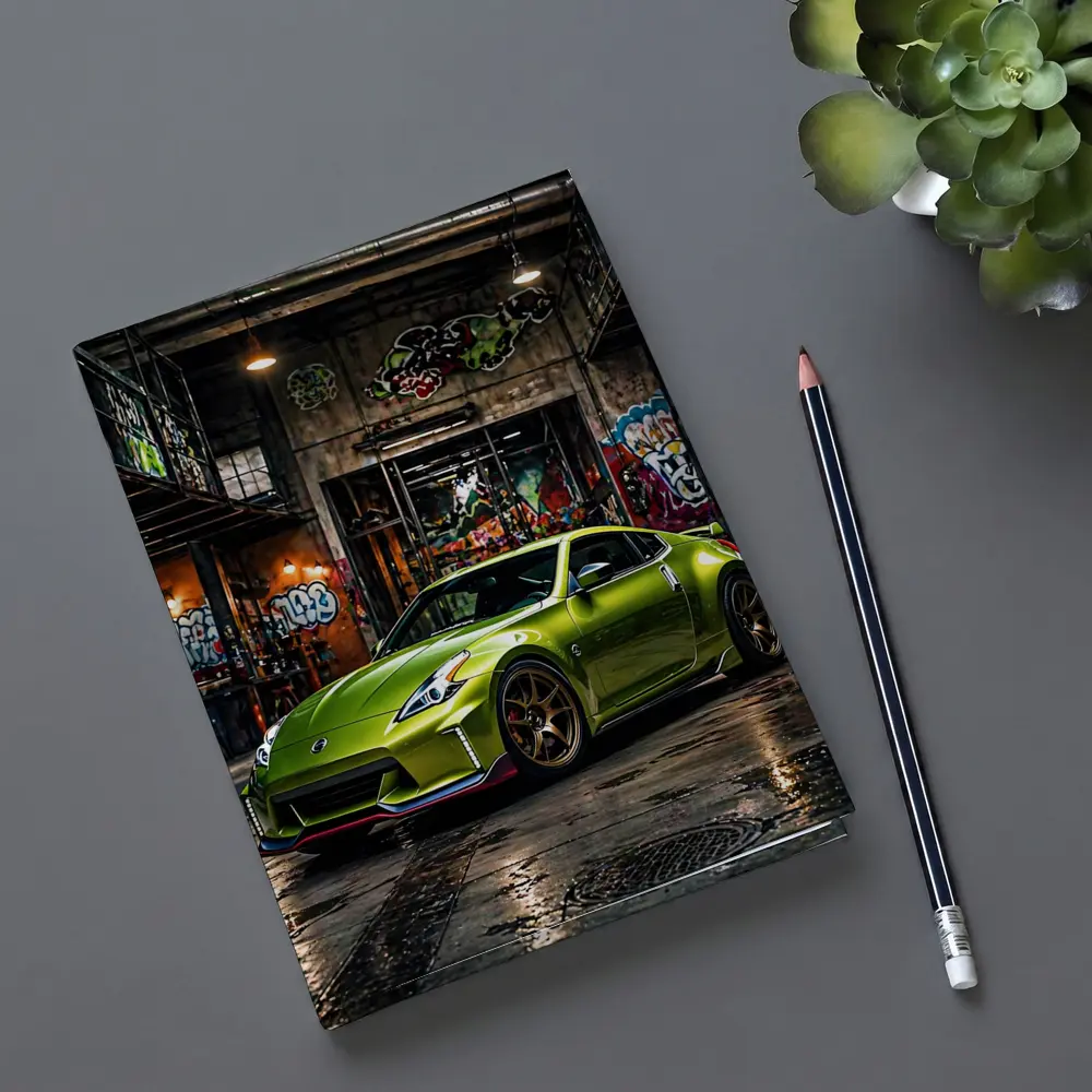 Nissan 370Z Green Graffiti Warehouse Scene – Notebooks