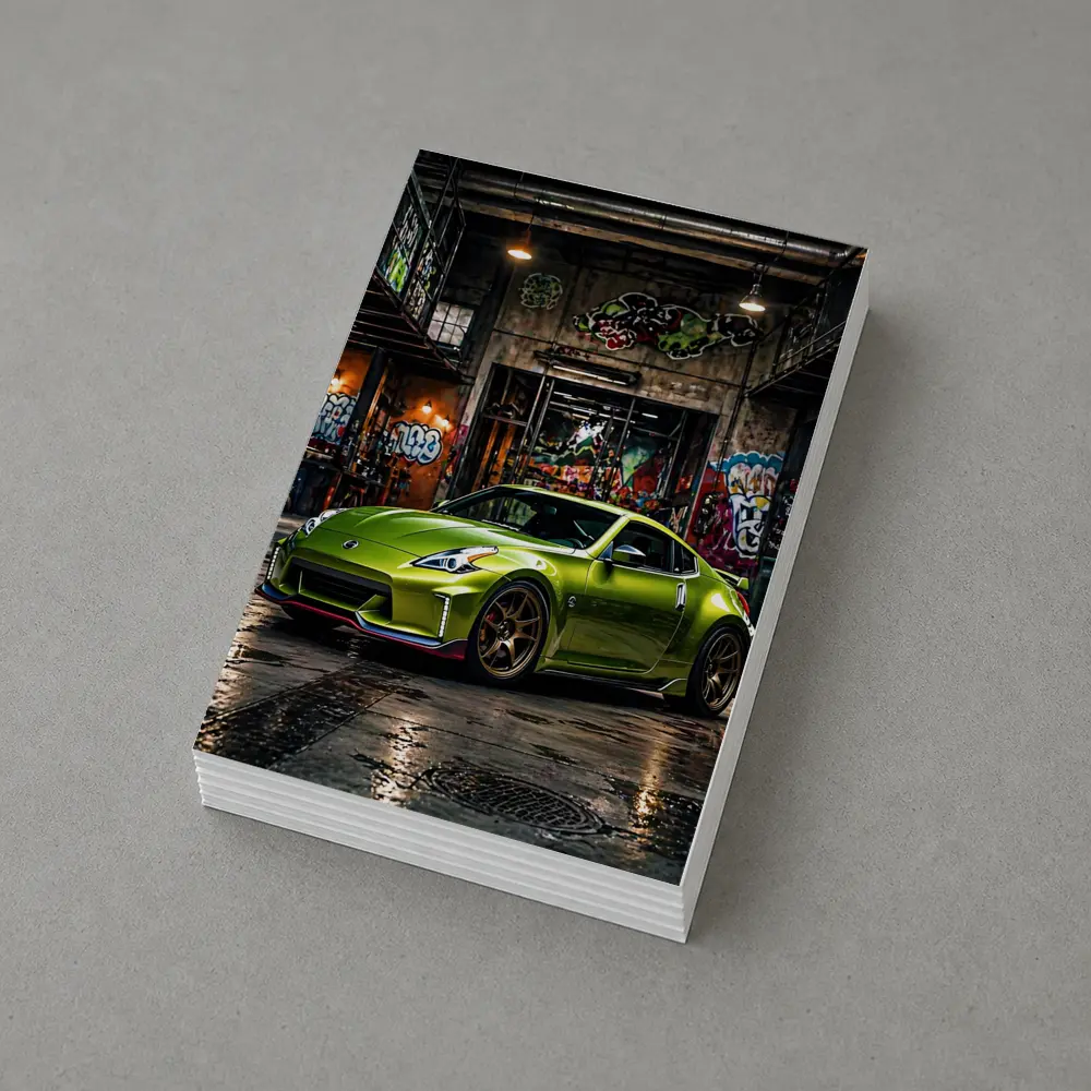 Nissan 370Z Green Graffiti Warehouse Scene – Postcards