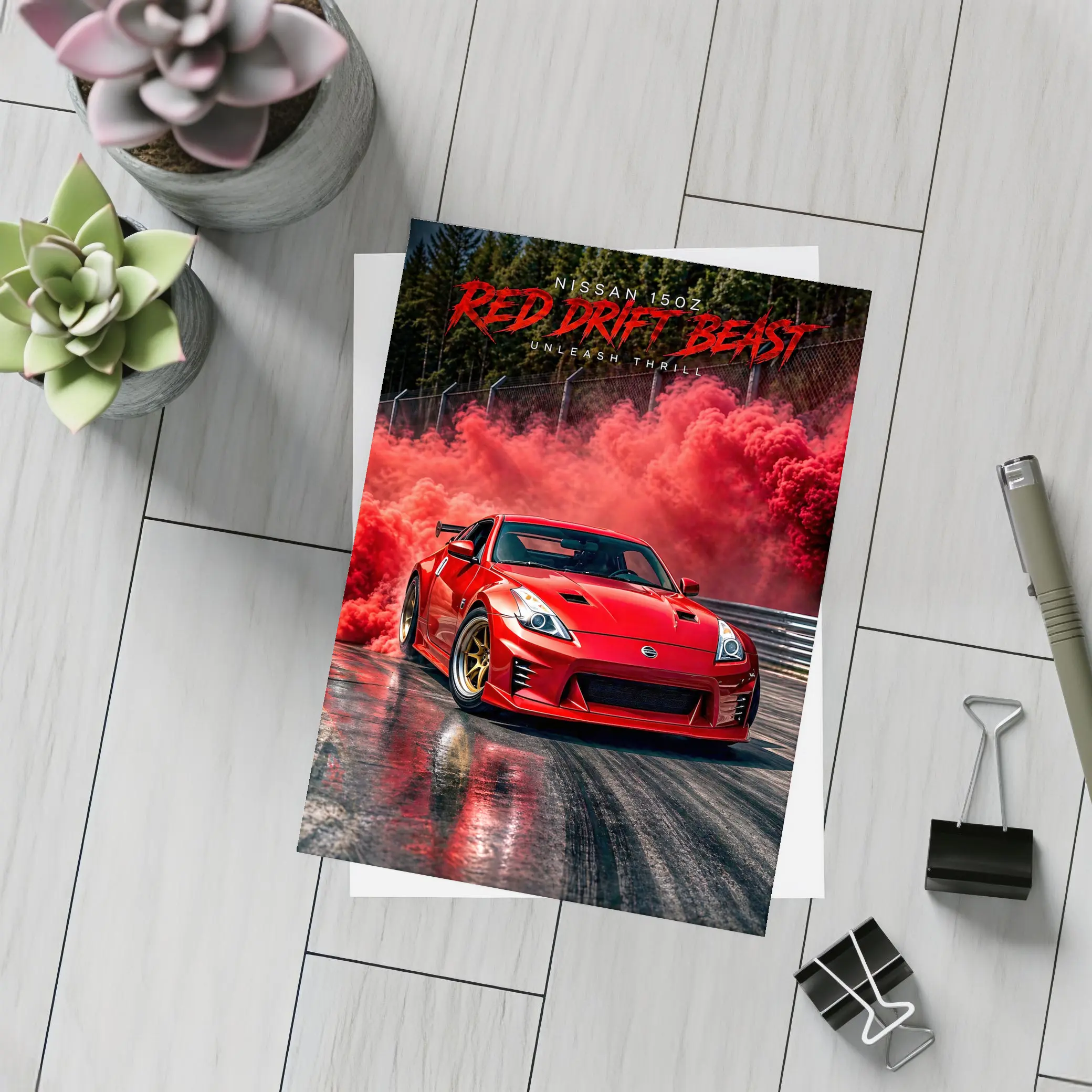Nissan 350Z Red Drift Beast Smoke – Postcards