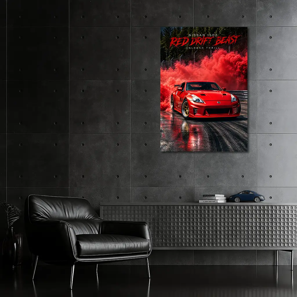 Nissan 350Z Red Drift Beast Smoke – Wall Art