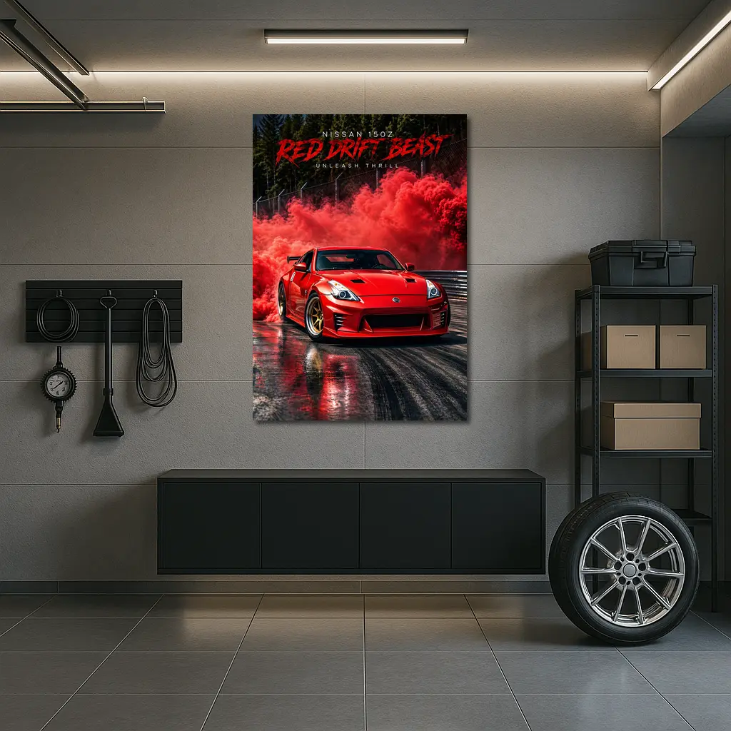Nissan 350Z Red Drift Beast Smoke – Wall Art
