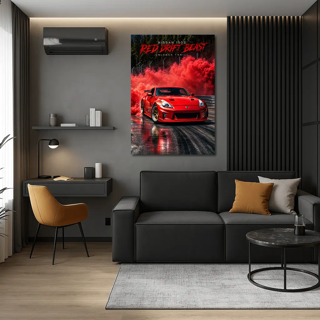 Nissan 350Z Red Drift Beast Smoke – Wall Art