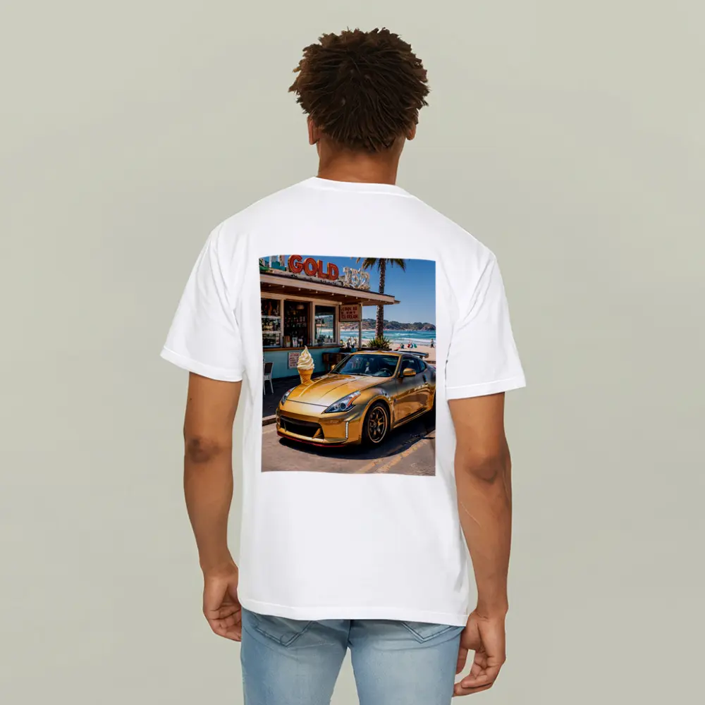 Gold Nissan 370Z Parked at Beach Shack – T-Shirts