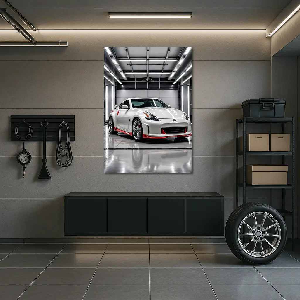 Nissan 370Z Nismo White Garage Sport Car – Wall Art