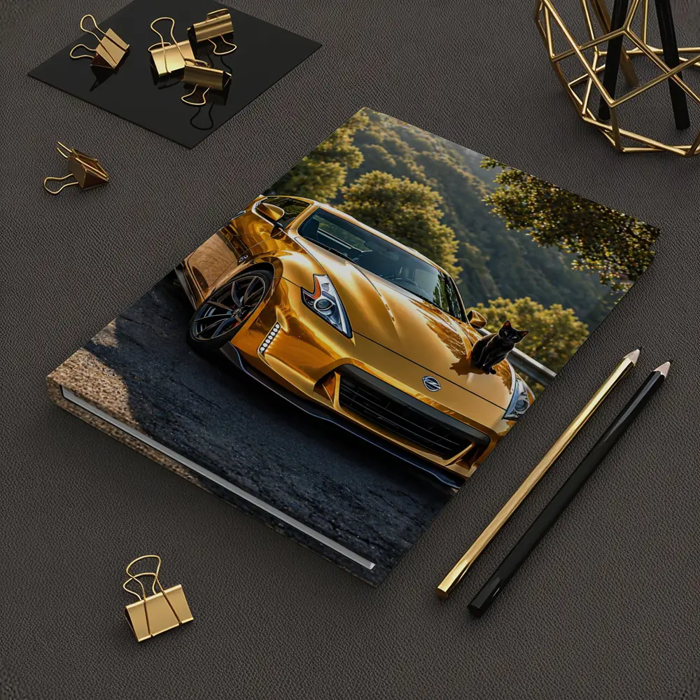 Gold Nissan 370Z Black Cat Mountain Road – Notebooks