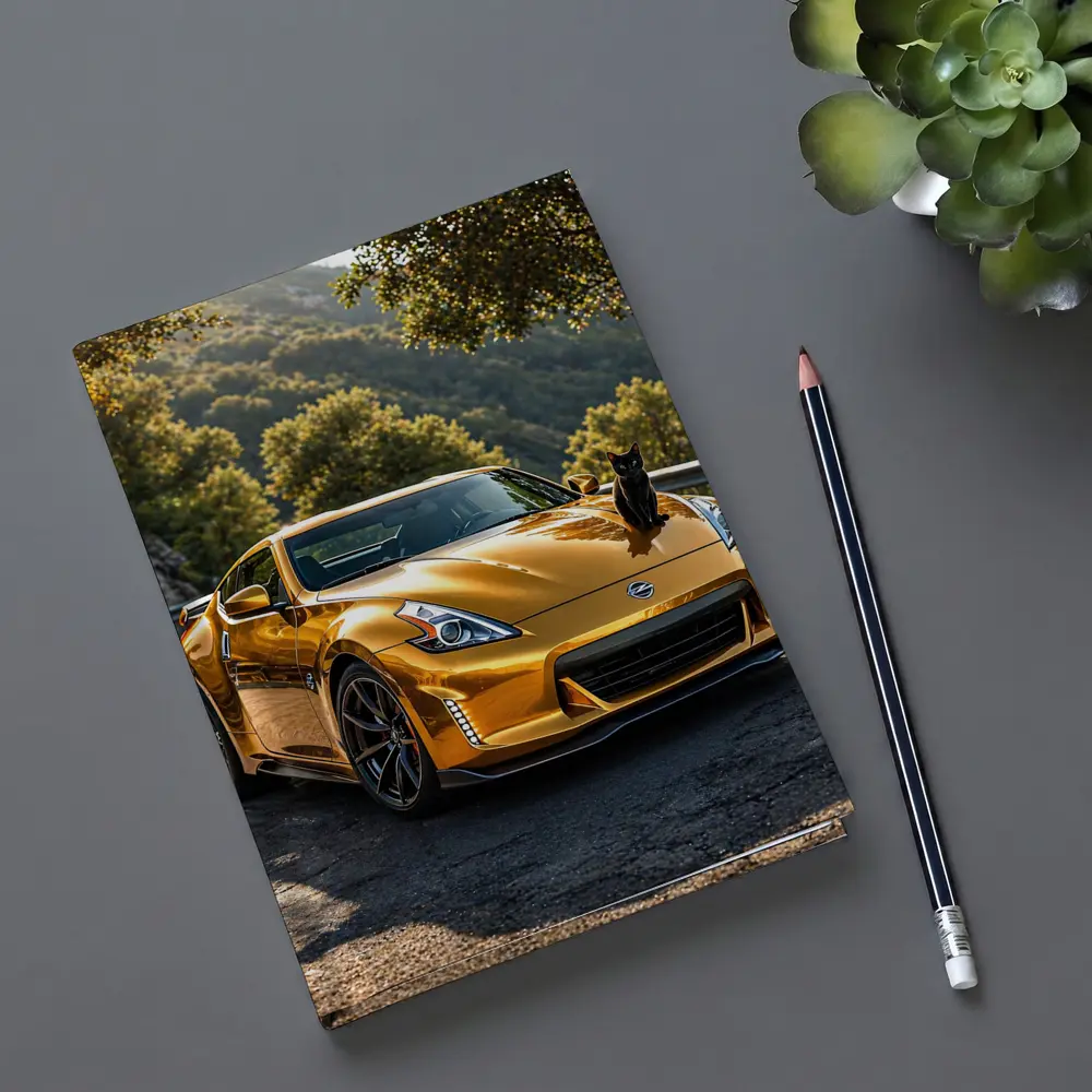 Gold Nissan 370Z Black Cat Mountain Road – Notebooks