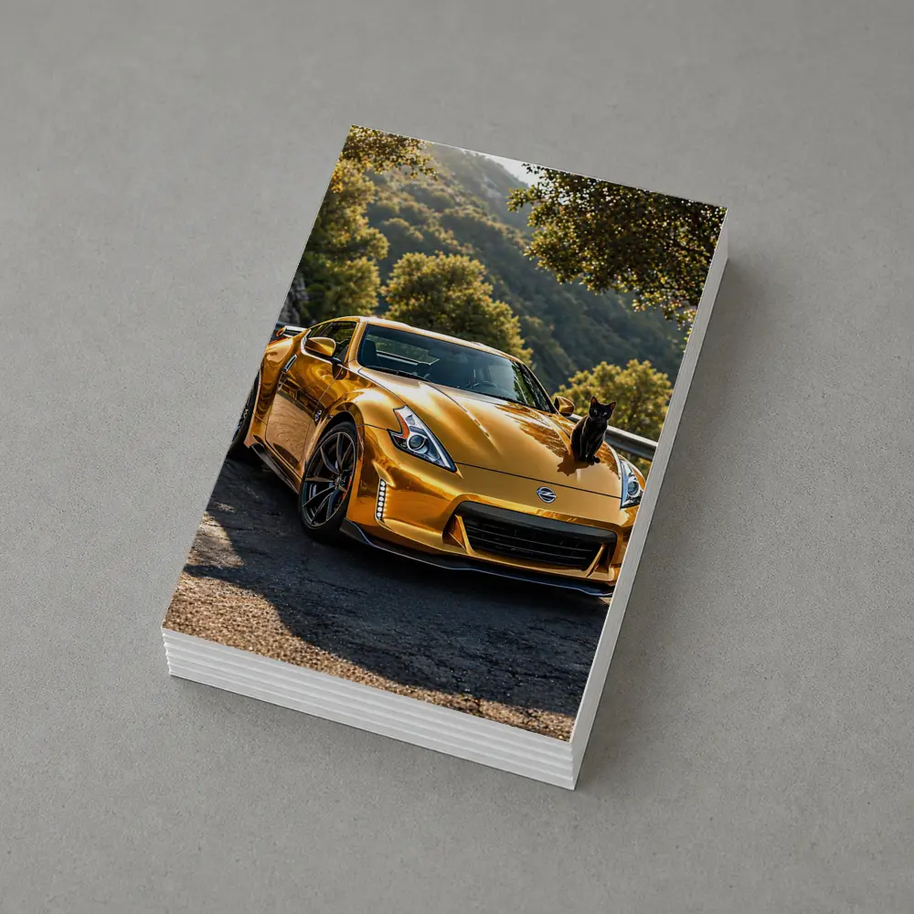 Gold Nissan 370Z Black Cat Mountain Road – Postcards