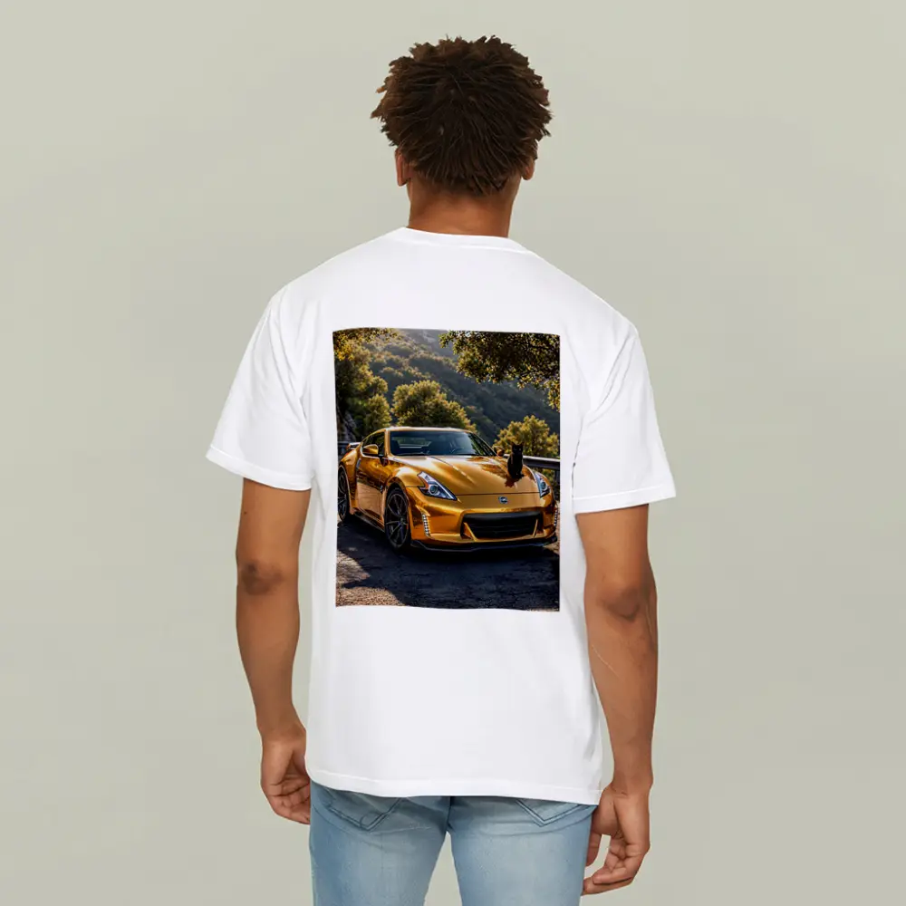 Gold Nissan 370Z Black Cat Mountain Road – T-Shirts