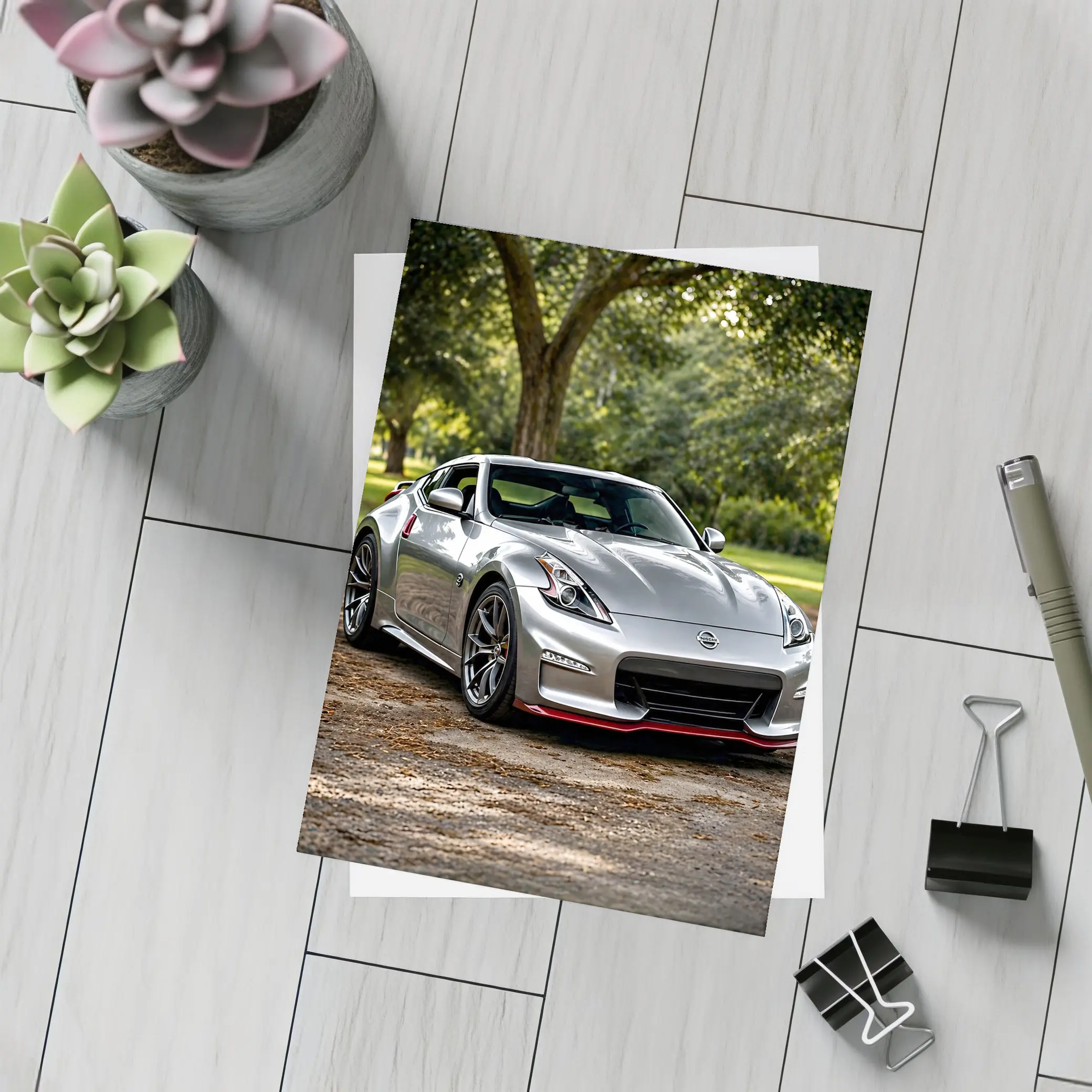Nissan 370Z Silver Nismo Park Setting – Postcards