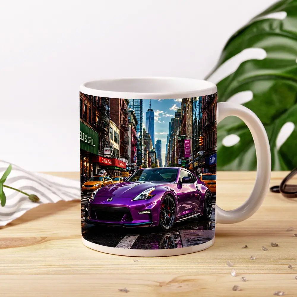 Nissan 370Z Purple Street New York City – Mugs