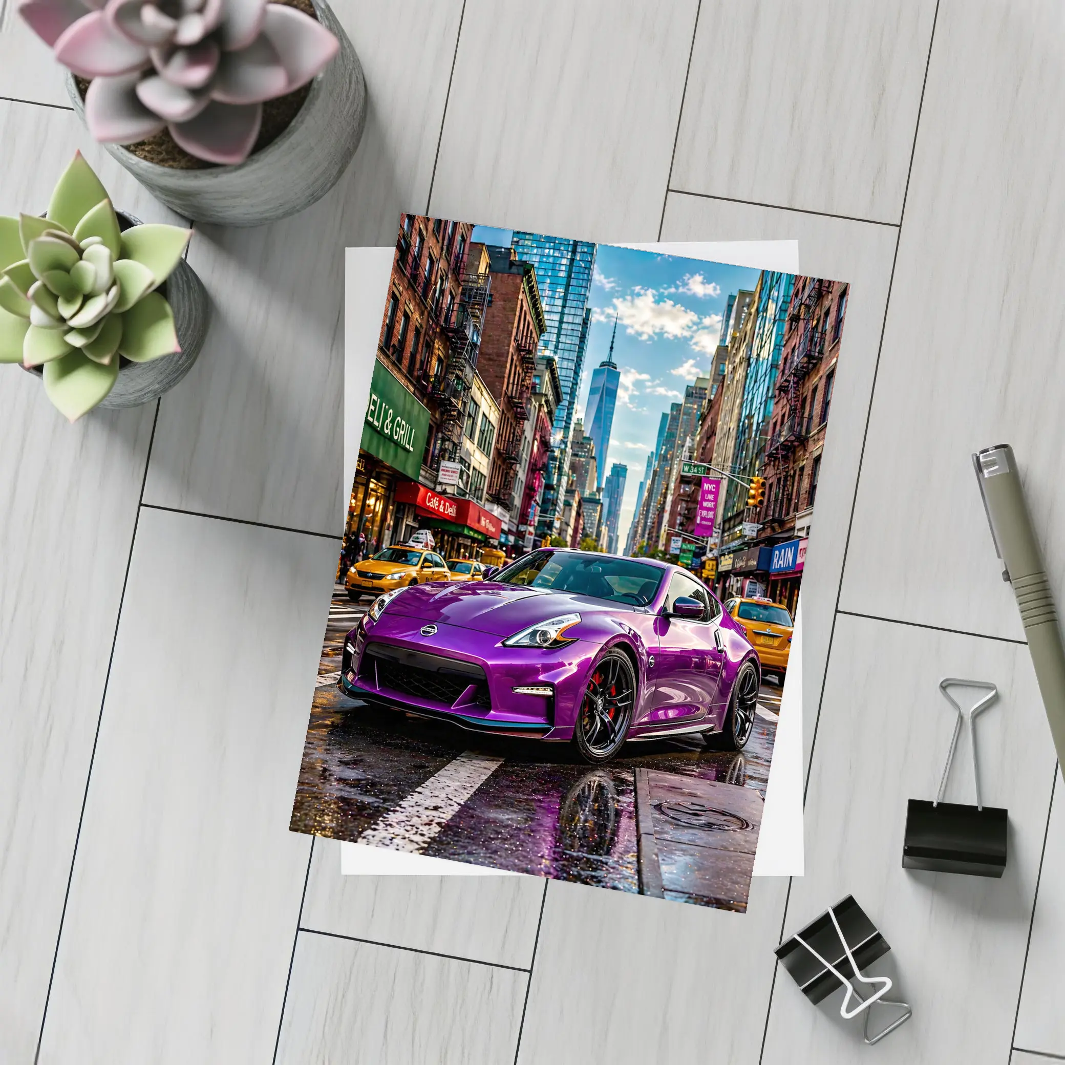 Nissan 370Z Purple Street New York City – Postcards