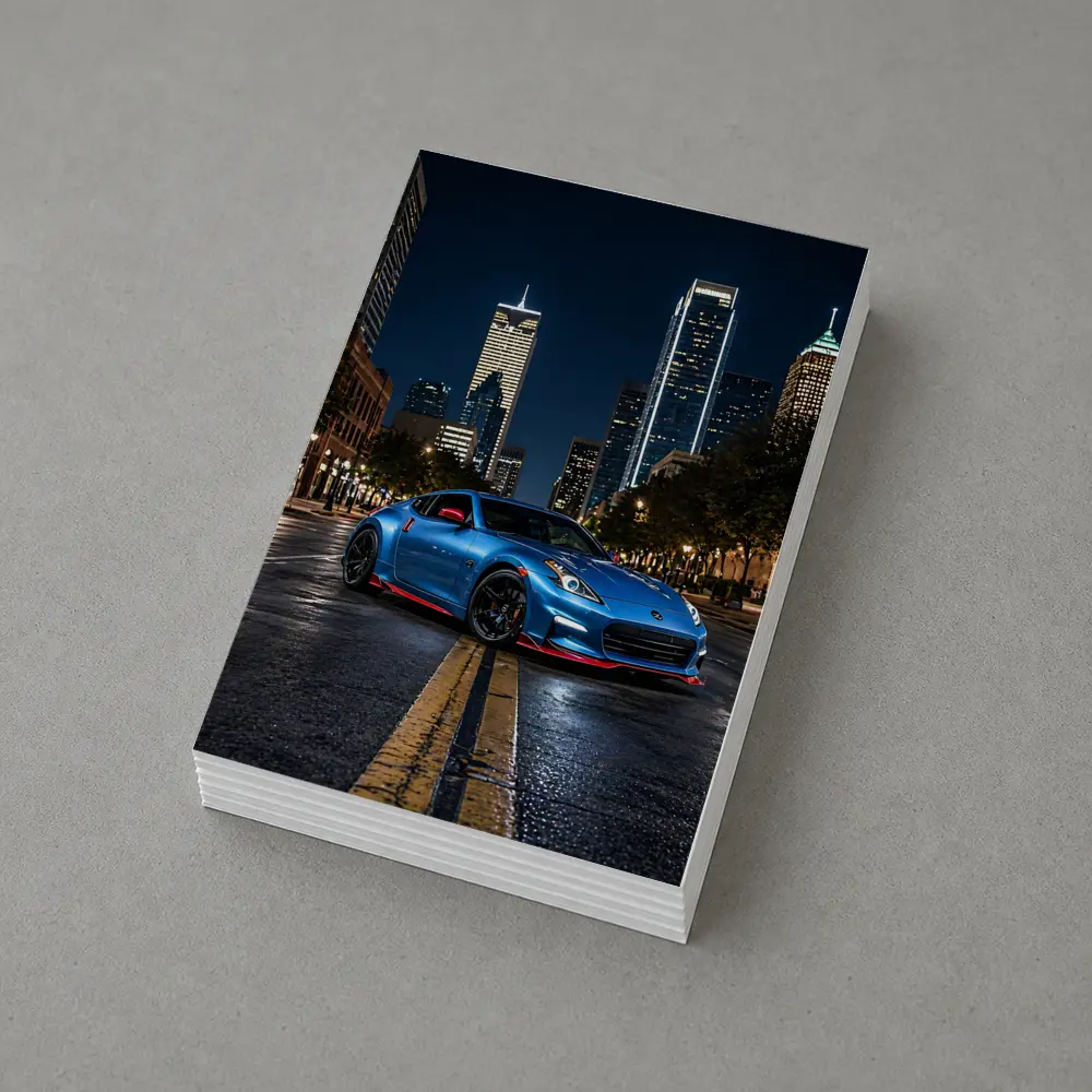 Nissan 370Z Blue City Night Street – Postcards