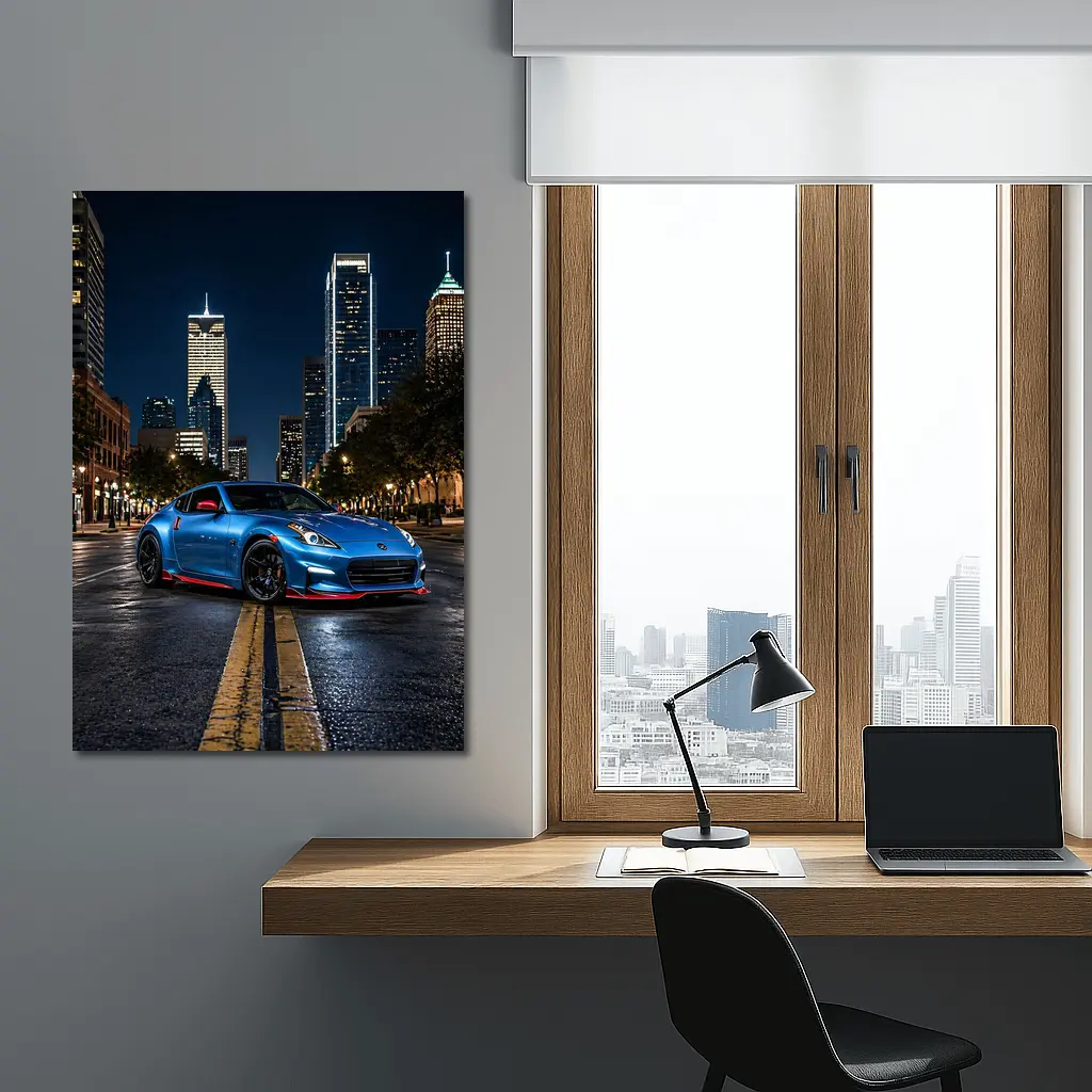 Nissan 370Z Blue City Night Street – Wall Art