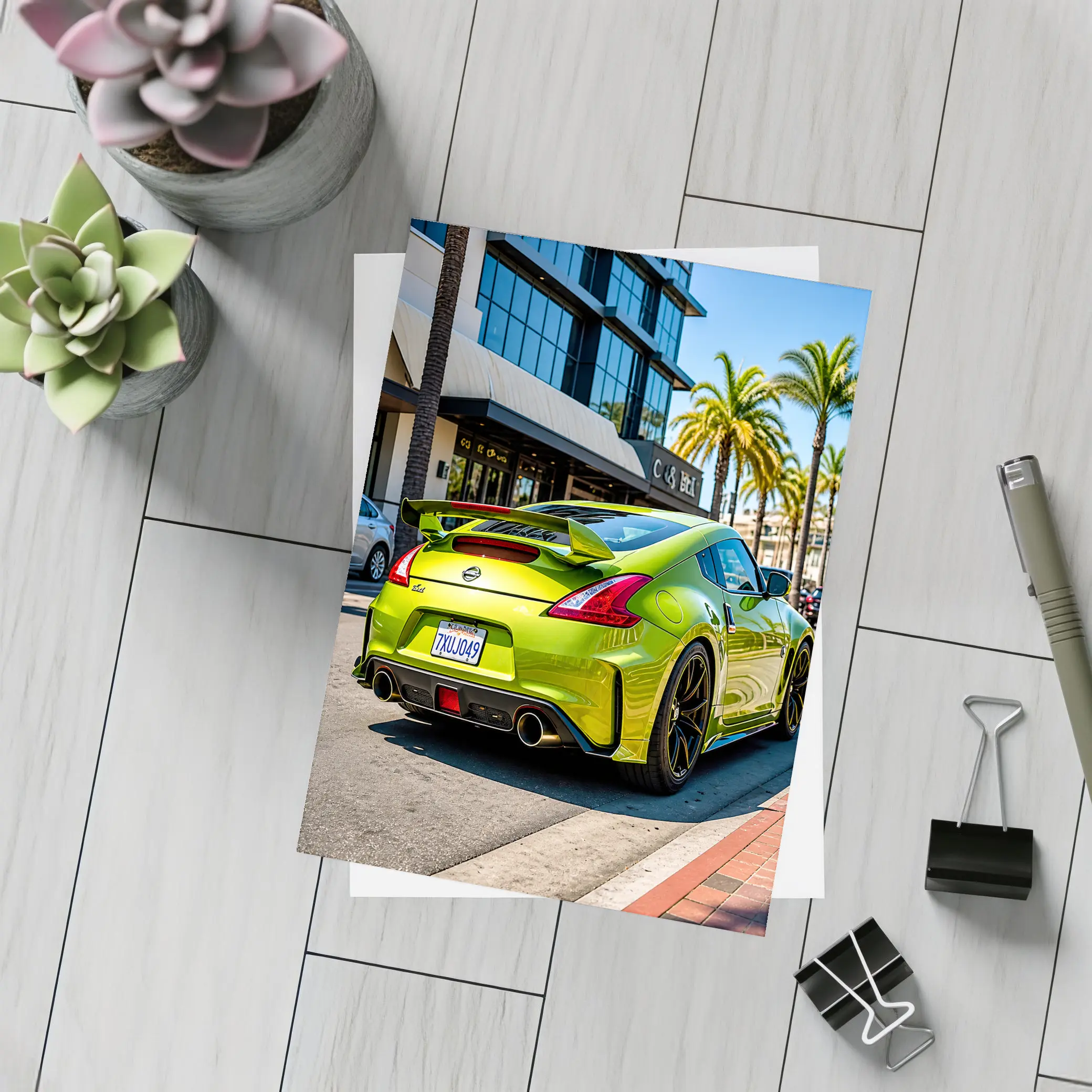 Nissan 370Z Green Street Urban Setting – Postcards