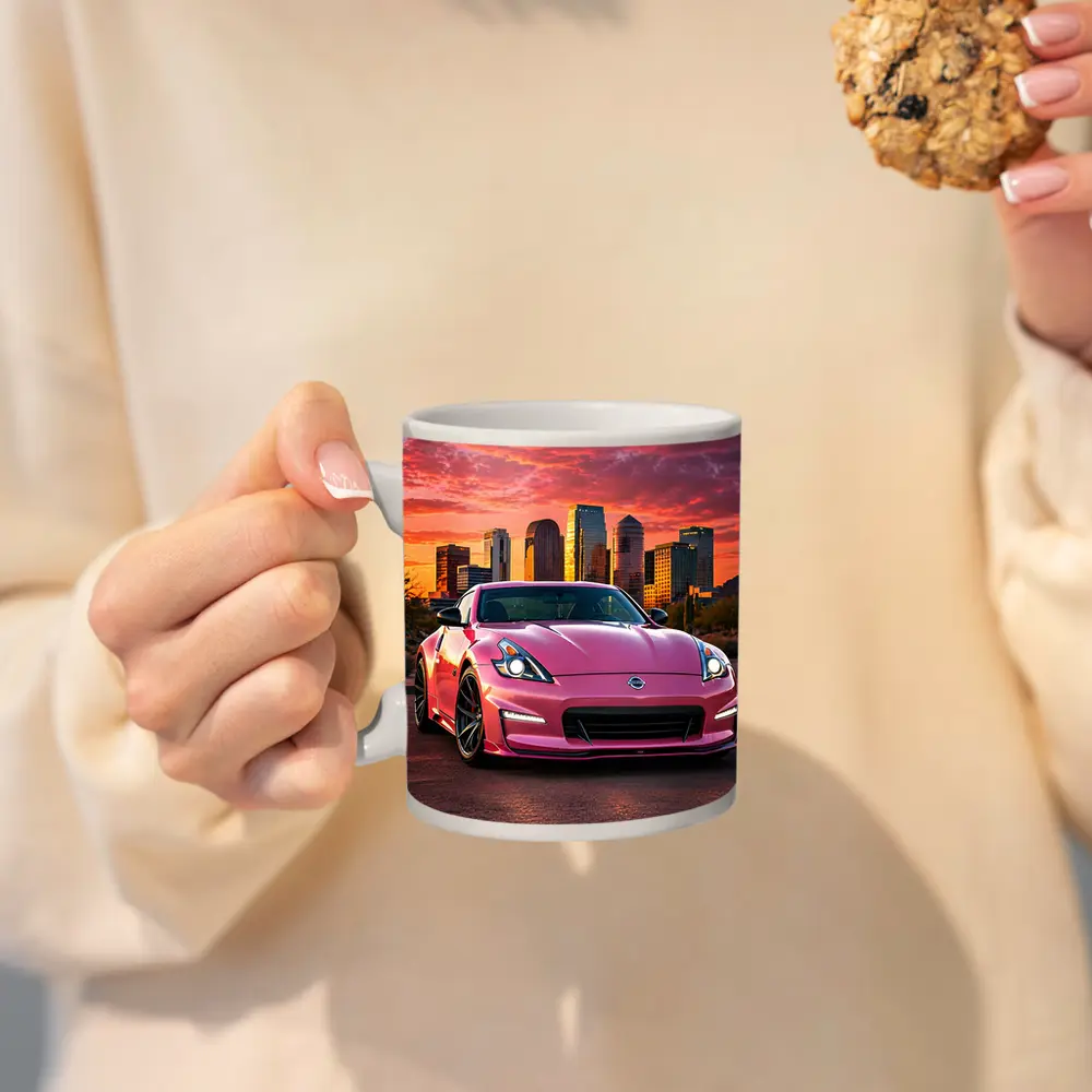 Pink Nissan 370Z City Sunset Sky – Mugs