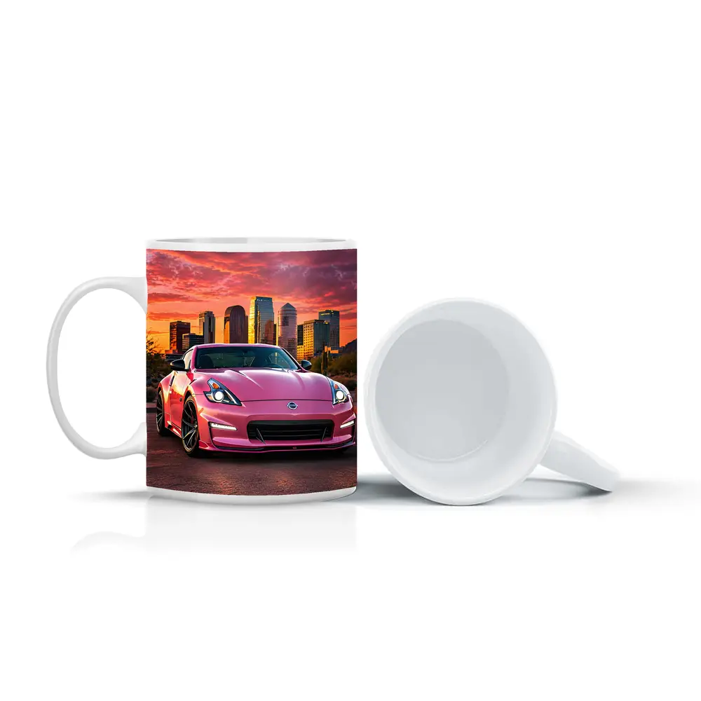 Pink Nissan 370Z City Sunset Sky – Mugs